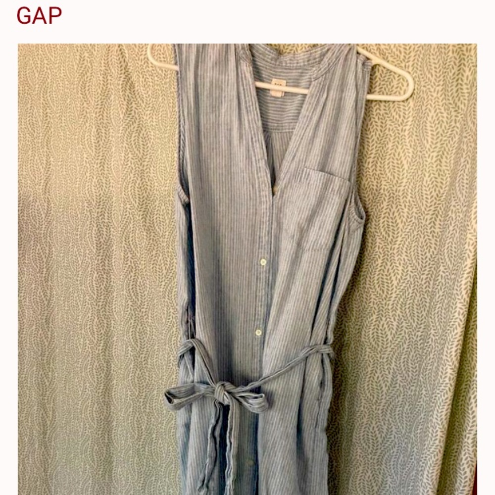 Gap striped Tie-waist Midi shirt dress